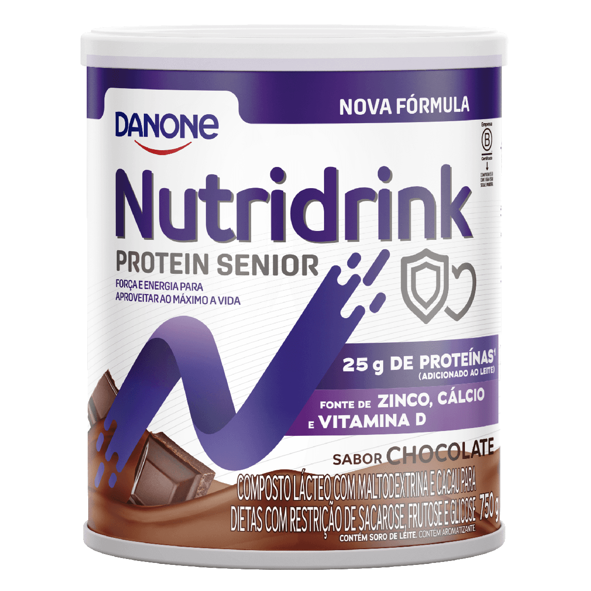 Nutridrink Protein Senior lata com 750g sabor Chocolate